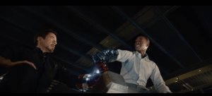 Tony and Rhody Attempt to lift Thor's hammer